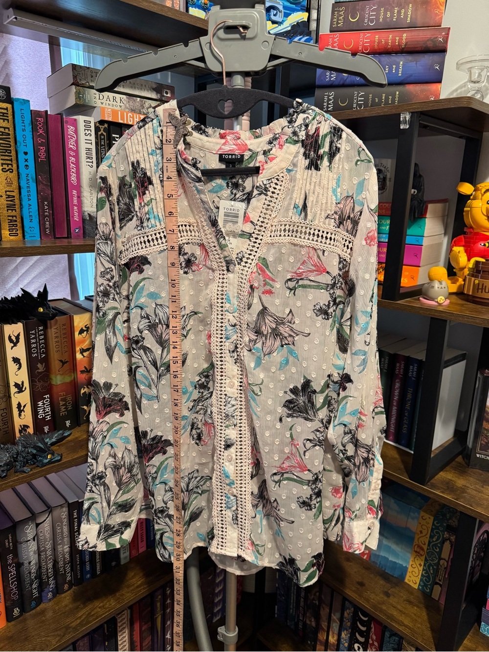 torrid sheer floral button up blouse